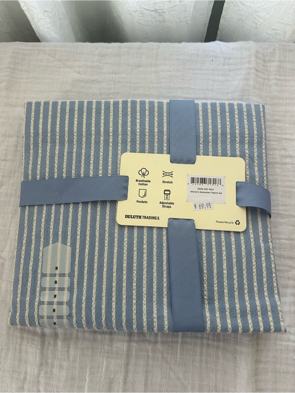 Duluth Trading Co Blue & White Striped Seersucker Set - Picture 2 of 3
